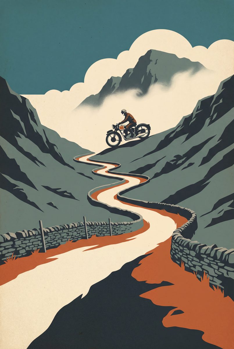 Hardknott Pass — original motorcycle art