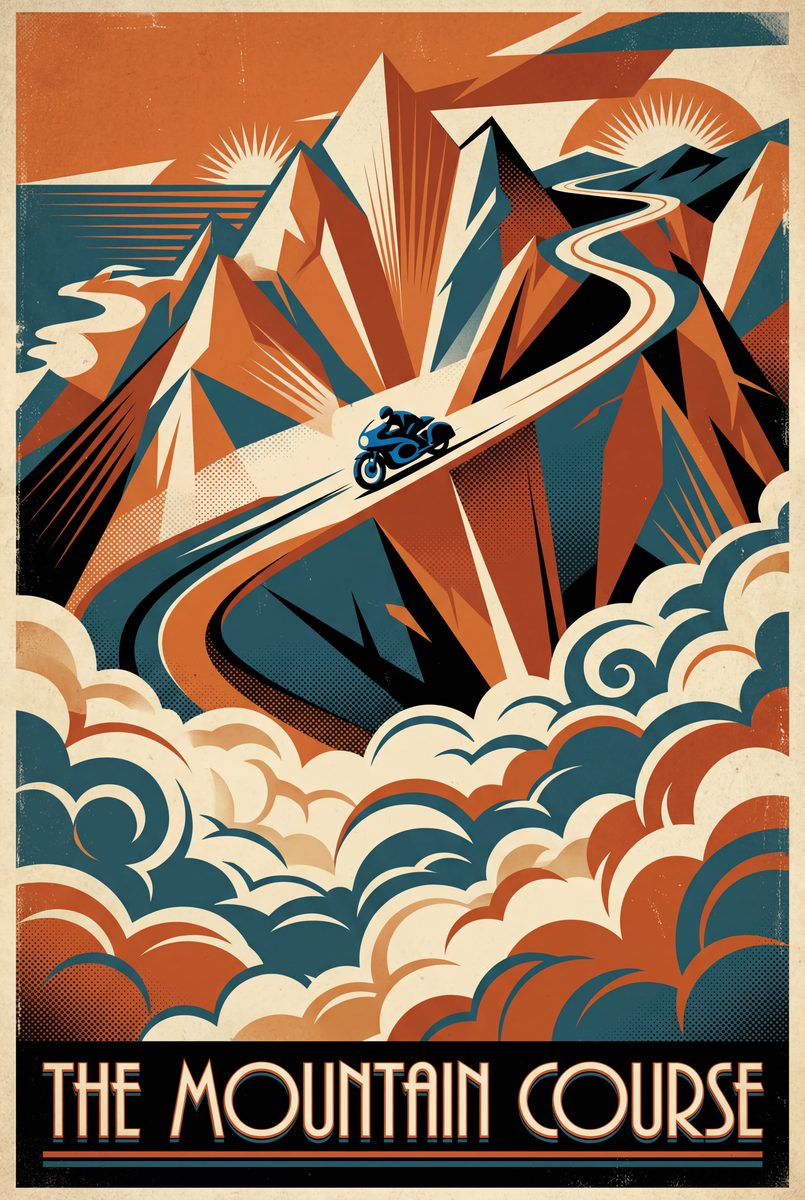 The Mountain Course — original motorcycle art