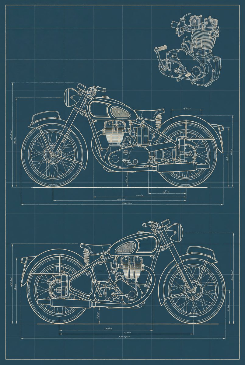 The Classic Single - Study — original motorcycle art