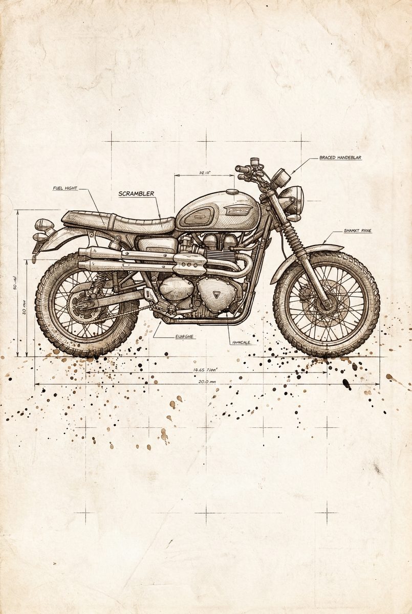 The Scrambler - Study — original motorcycle art