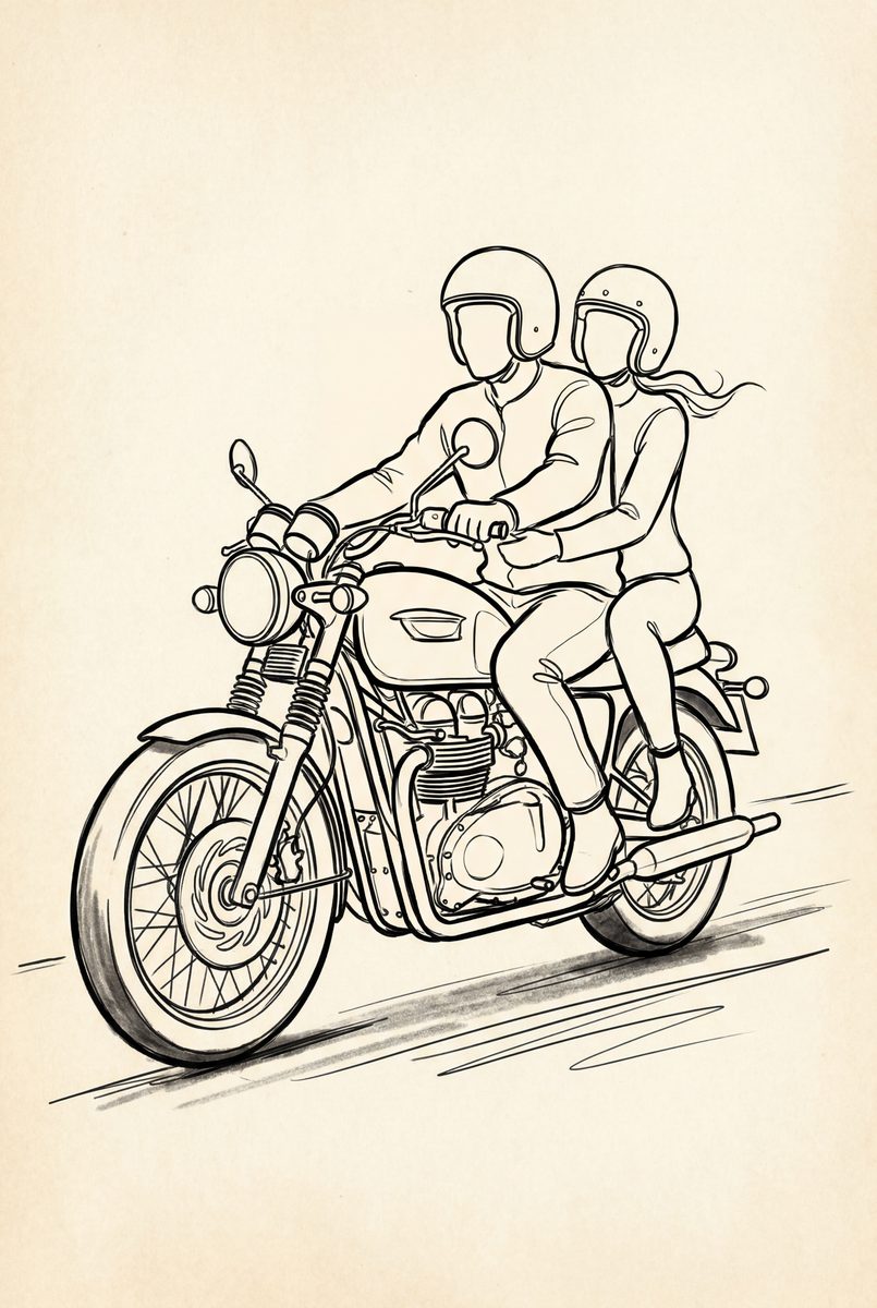 Two Up — original motorcycle art